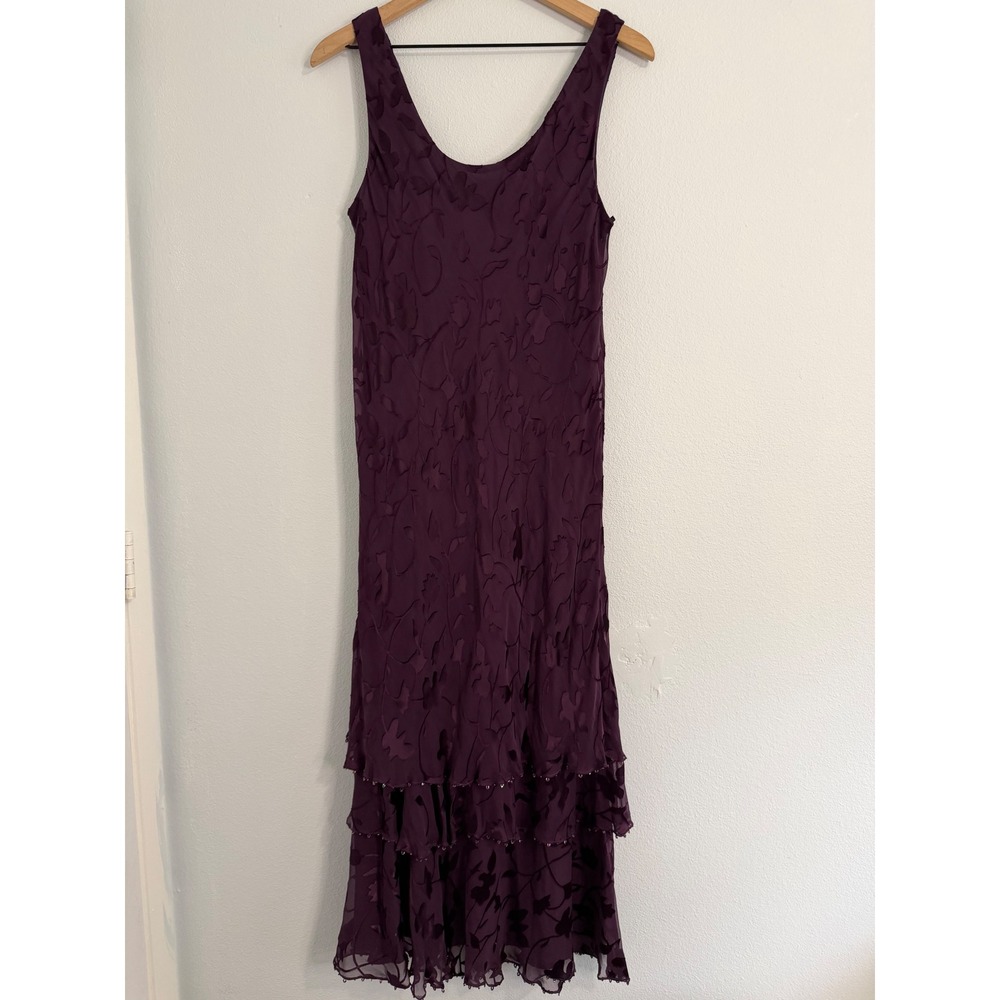 Capri by Mon Cheri - 100% Silk Maxi Formal Dark Floral Dress‎
